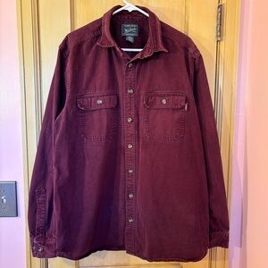 Woolrich Heavy Cotton Button Front Shirt Wine Size XL Long